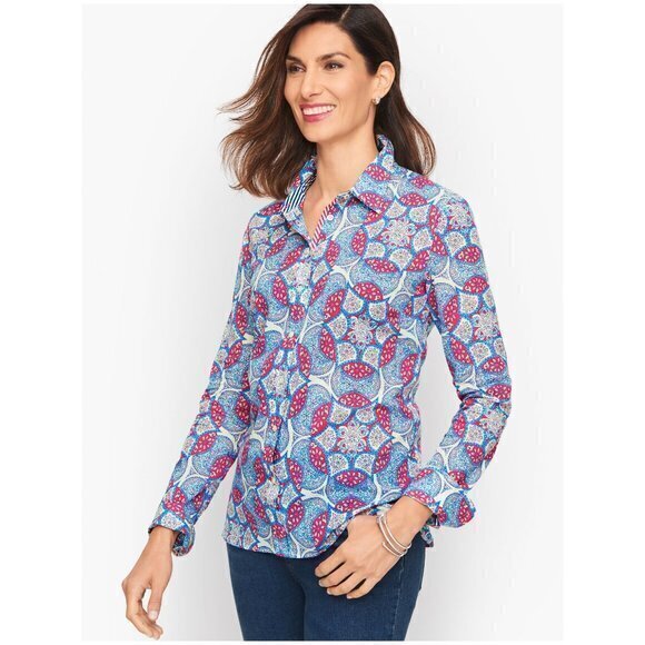 Talbots Garden Medallion Button Front Shirt - Picture 1 of 8